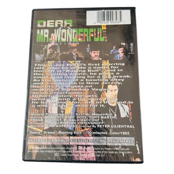 DEAR MR WONDERFUL 1982  DVD Joe Pesci Frank Vincent NEW SEALED Unique Film OOP - Picture 2 of 3